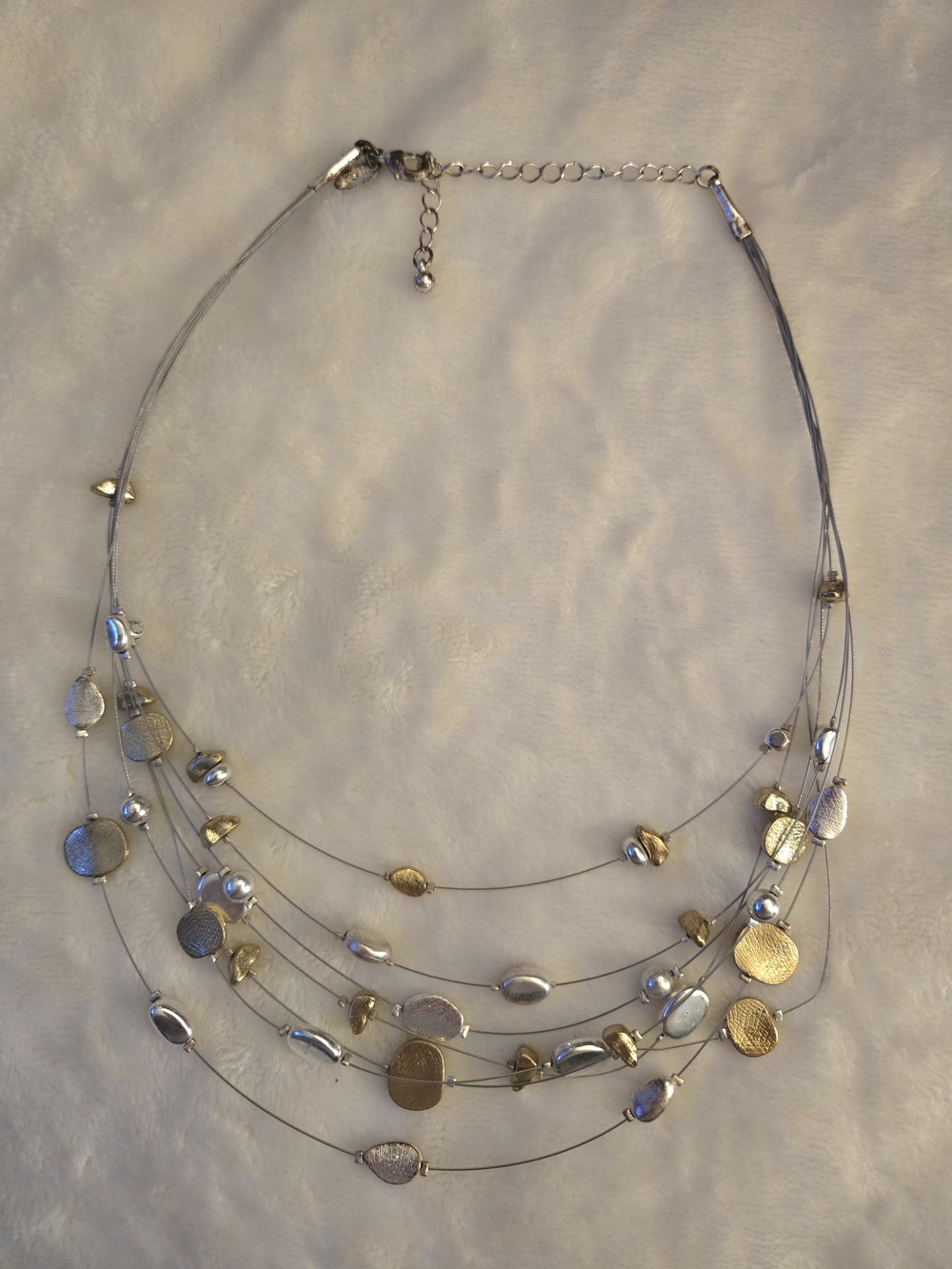 Lia Sophia Gold and Silver Multi-Strand Disc Necklace